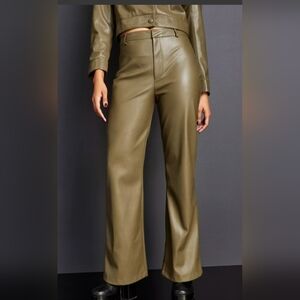 Royalty by Maluma Women's Flare Leg Faux Leather Pants Green Size 0.